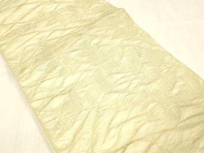 平和屋着物＊夏物 六通柄 本袋帯 草葉文 金糸 正絹 逸品 DABC8107cm