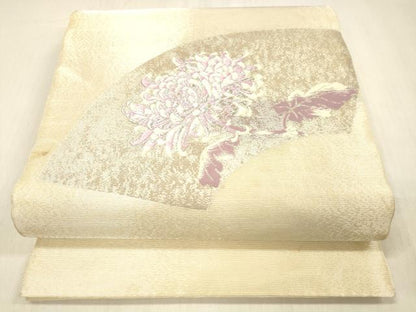 平和屋着物＊夏物 太鼓柄袋帯 唐織 地紙花文 銀糸 正絹 逸品 DABC8108cm
