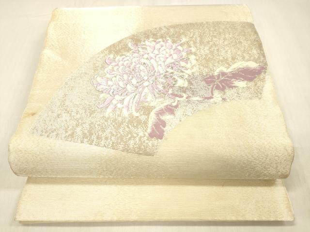 平和屋着物＊夏物 太鼓柄袋帯 唐織 地紙花文 銀糸 正絹 逸品 DABC8108cm