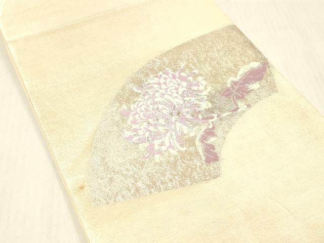 平和屋着物＊夏物 太鼓柄袋帯 唐織 地紙花文 銀糸 正絹 逸品 DABC8108cm