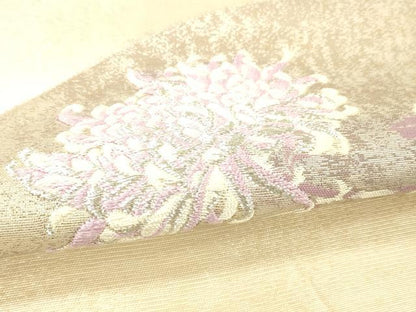 平和屋着物＊夏物 太鼓柄袋帯 唐織 地紙花文 銀糸 正絹 逸品 DABC8108cm
