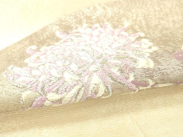 平和屋着物＊夏物 太鼓柄袋帯 唐織 地紙花文 銀糸 正絹 逸品 DABC8108cm