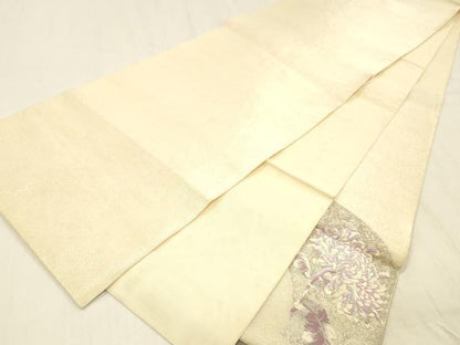 平和屋着物＊夏物 太鼓柄袋帯 唐織 地紙花文 銀糸 正絹 逸品 DABC8108cm