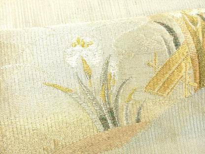 平和屋着物＊夏物 太鼓柄袋帯 唐織 作家物 杜若 金銀糸 引箔 正絹 逸品 DABC8109cm