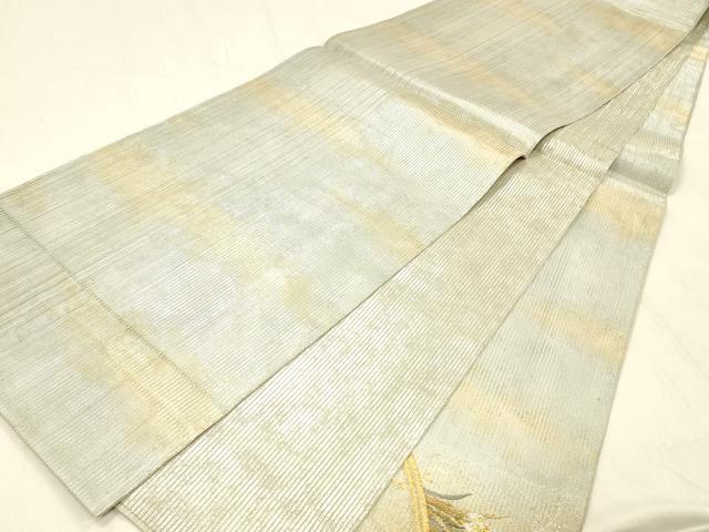 平和屋着物＊夏物 太鼓柄袋帯 唐織 作家物 杜若 金銀糸 引箔 正絹 逸品 DABC8109cm