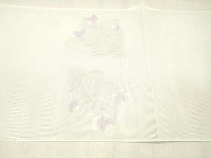 平和屋着物＊夏物 八寸名古屋帯 草花文 銀糸 DABC8110cm