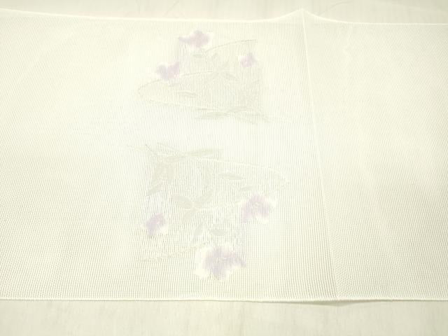 平和屋着物＊夏物 八寸名古屋帯 草花文 銀糸 DABC8110cm