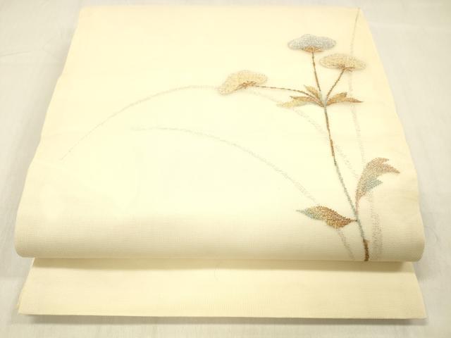 平和屋着物＊夏物 九寸開き名古屋帯 枝花文 金銀糸 正絹 逸品 DABC8111cm