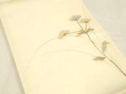 平和屋着物＊夏物 九寸開き名古屋帯 枝花文 金銀糸 正絹 逸品 DABC8111cm