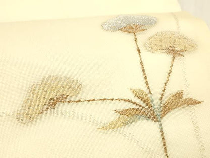 平和屋着物＊夏物 九寸開き名古屋帯 枝花文 金銀糸 正絹 逸品 DABC8111cm