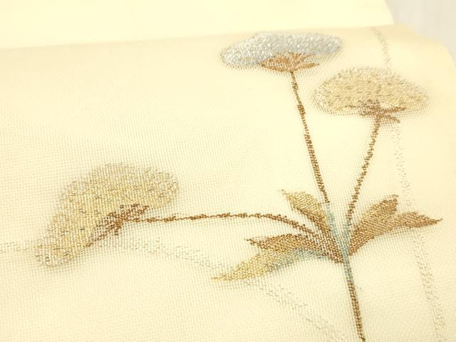 平和屋着物＊夏物 九寸開き名古屋帯 枝花文 金銀糸 正絹 逸品 DABC8111cm