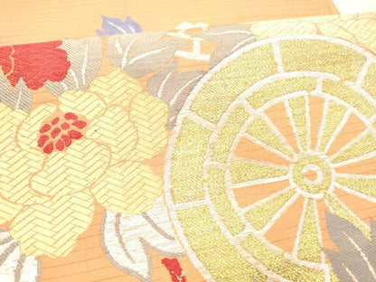 平和屋着物＊夏物　アンティーク　大正ロマン　六通柄　京袋帯　唐織　花車文　金銀糸　正絹　逸品　DABC8112cm