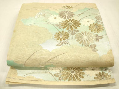 平和屋着物＊夏物 六通柄袋帯 唐織 草花文 金銀糸 正絹 逸品 DABC8117cm