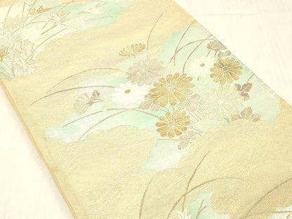 平和屋着物＊夏物 六通柄袋帯 唐織 草花文 金銀糸 正絹 逸品 DABC8117cm