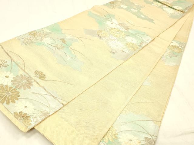 平和屋着物＊夏物 六通柄袋帯 唐織 草花文 金銀糸 正絹 逸品 DABC8117cm