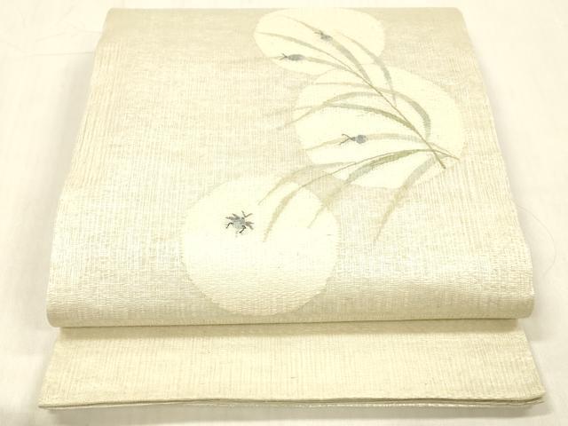 平和屋着物＊夏物 太鼓柄袋帯 夏虫草葉文 正絹 逸品 DABC8118cm