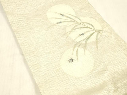 平和屋着物＊夏物 太鼓柄袋帯 夏虫草葉文 正絹 逸品 DABC8118cm