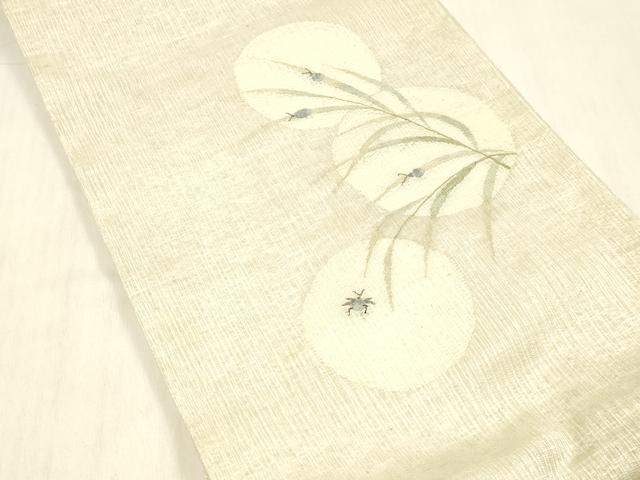 平和屋着物＊夏物 太鼓柄袋帯 夏虫草葉文 正絹 逸品 DABC8118cm
