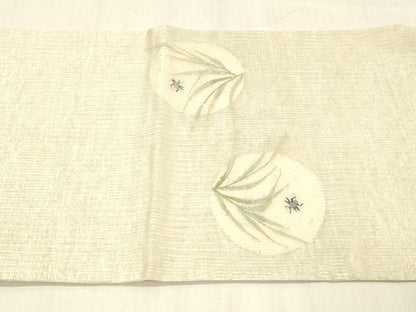 平和屋着物＊夏物 太鼓柄袋帯 夏虫草葉文 正絹 逸品 DABC8118cm