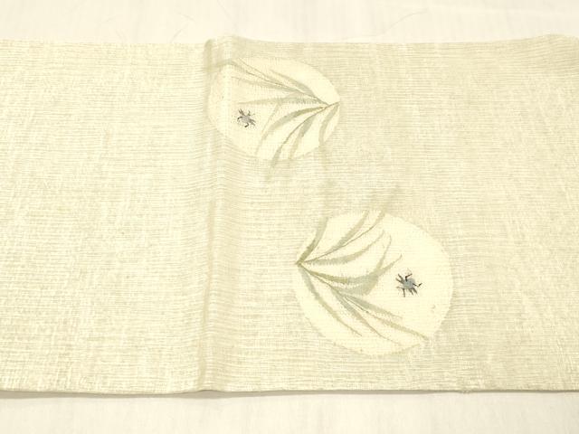 平和屋着物＊夏物 太鼓柄袋帯 夏虫草葉文 正絹 逸品 DABC8118cm