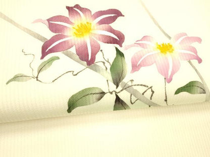 平和屋着物＊夏物 九寸名古屋帯 手描き 蔦の葉花文 正絹 逸品 DABC8122cm