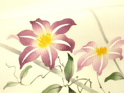 平和屋着物＊夏物 九寸名古屋帯 手描き 蔦の葉花文 正絹 逸品 DABC8122cm