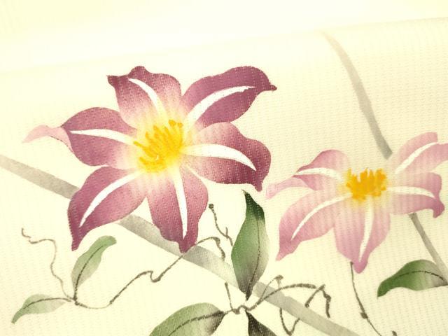 平和屋着物＊夏物 九寸名古屋帯 手描き 蔦の葉花文 正絹 逸品 DABC8122cm