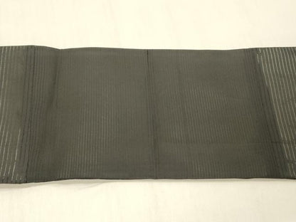 平和屋着物＊夏物 アンティーク 大正ロマン 絽塩瀬 九寸名古屋帯 手描き 草花文 黒地 正絹 逸品 DABC8127cm