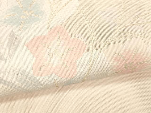 平和屋着物＊夏物 八寸名古屋帯 流水草花文 金糸 DABC8132cm