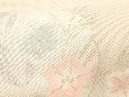 平和屋着物＊夏物 八寸名古屋帯 流水草花文 金糸 DABC8132cm