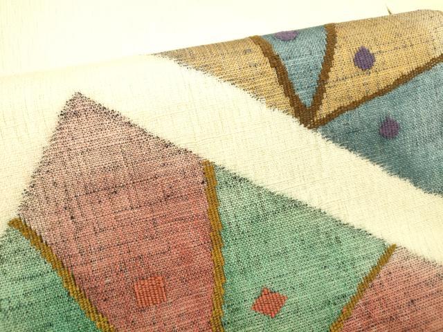 平和屋着物＊夏物 九寸名古屋帯 抽象文様 正絹 逸品 DABC8133cm