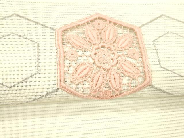 平和屋着物＊夏物 絽綴れ 八寸名古屋帯 ドロンワーク 吉祥花文 金銀糸 正絹 逸品 DABC8134cm