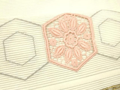 平和屋着物＊夏物 絽綴れ 八寸名古屋帯 ドロンワーク 吉祥花文 金銀糸 正絹 逸品 DABC8134cm