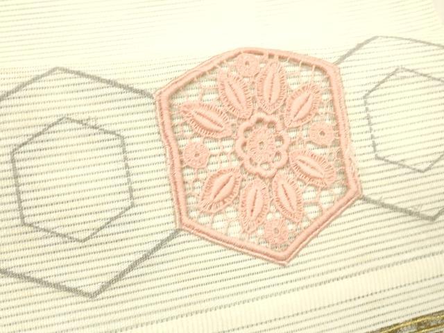 平和屋着物＊夏物 絽綴れ 八寸名古屋帯 ドロンワーク 吉祥花文 金銀糸 正絹 逸品 DABC8134cm