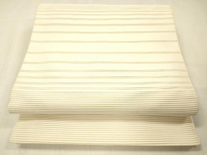 平和屋着物＊夏物 絽綴れ 八寸名古屋帯 横段文 肌色 正絹 逸品 DABC8139cm