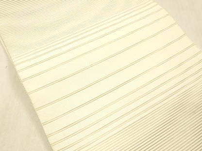 平和屋着物＊夏物 絽綴れ 八寸名古屋帯 横段文 肌色 正絹 逸品 DABC8139cm