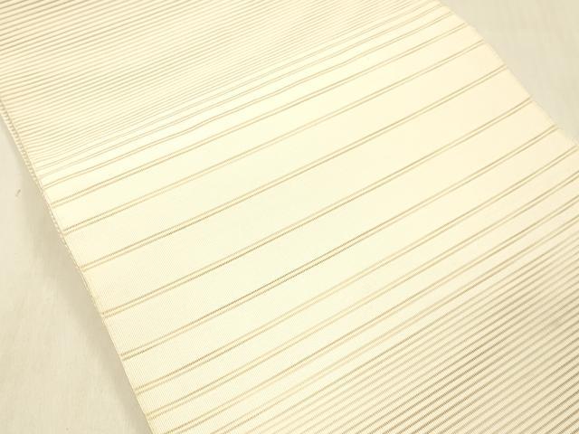 平和屋着物＊夏物 絽綴れ 八寸名古屋帯 横段文 肌色 正絹 逸品 DABC8139cm