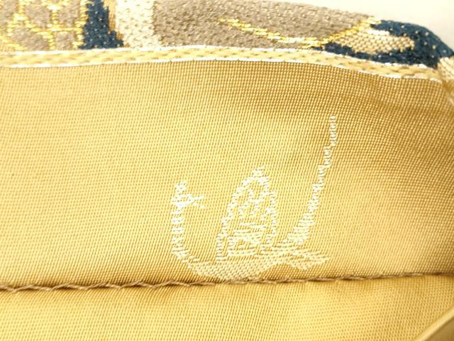 平和屋着物●西陣 白綾苑大庭 六通柄袋帯 花松文 金糸 正絹 逸品 DABC8140cm