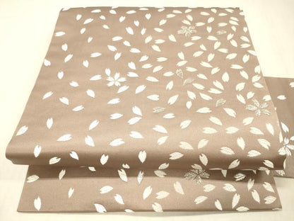 平和屋着物●九寸名古屋帯　唐織　舞桜文　銀糸　正絹　逸品　DABC8144cm