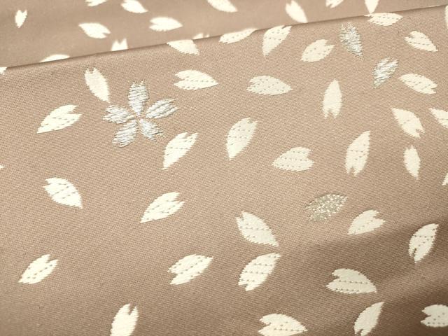 平和屋着物●九寸名古屋帯　唐織　舞桜文　銀糸　正絹　逸品　DABC8144cm