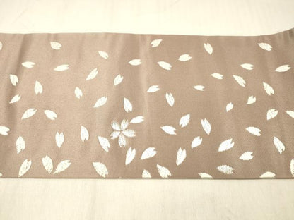 平和屋着物●九寸名古屋帯　唐織　舞桜文　銀糸　正絹　逸品　DABC8144cm