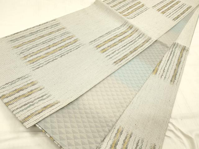 平和屋着物●両面　六通柄袋帯　間道　鱗文　正絹　逸品　DABC8153cm