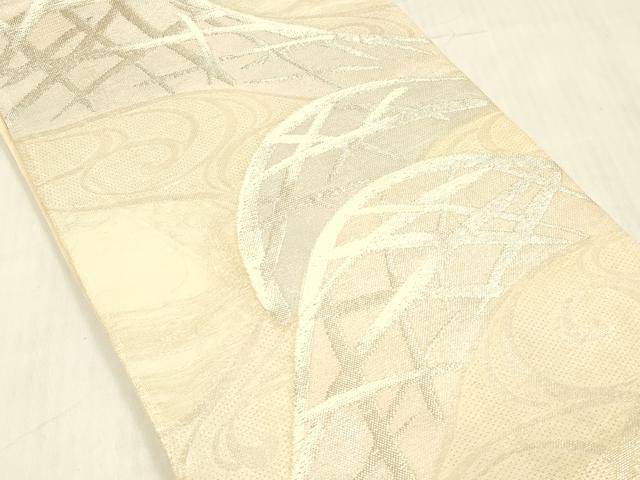 平和屋着物＊夏物 六通柄袋帯 流水籬文 銀糸 正絹 逸品 DABC8155cm