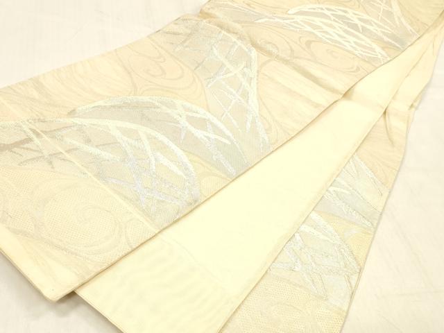 平和屋着物＊夏物 六通柄袋帯 流水籬文 銀糸 正絹 逸品 DABC8155cm