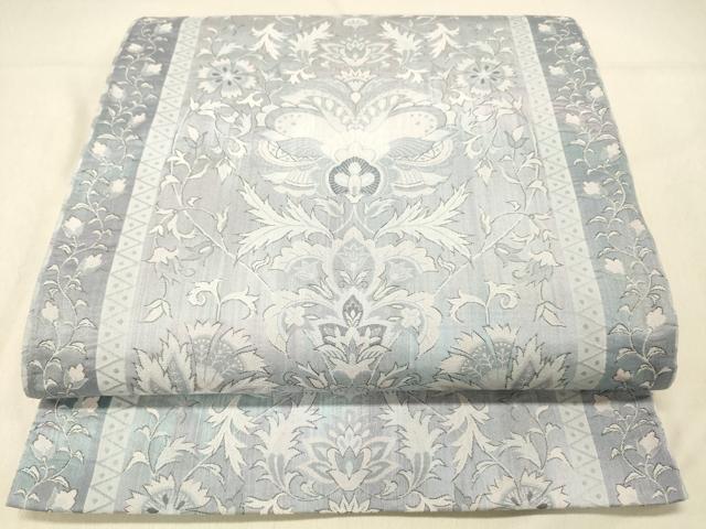 平和屋着物●六通柄袋帯 更紗花文 正絹 逸品 DABC8163cm