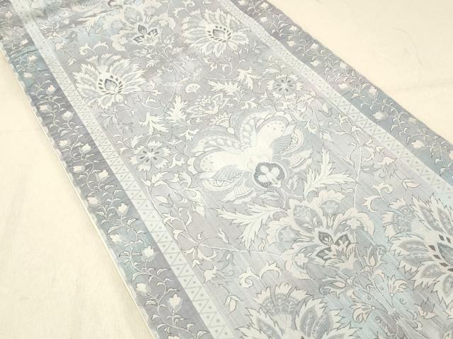 平和屋着物●六通柄袋帯 更紗花文 正絹 逸品 DABC8163cm