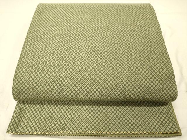 平和屋着物●全通柄袋帯 唐織 鹿の子文 金彩 正絹 逸品 DABC8164cm
