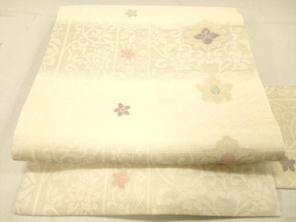 平和屋着物＊夏物 九寸名古屋帯 花唐草文 正絹 逸品 DABC8165cm