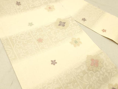 平和屋着物＊夏物 九寸名古屋帯 花唐草文 正絹 逸品 DABC8165cm