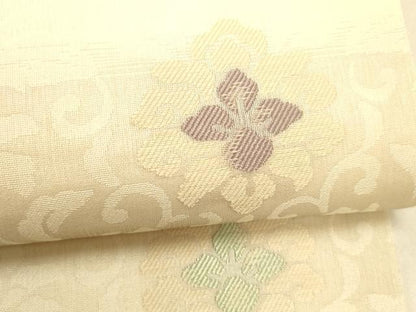 平和屋着物＊夏物 九寸名古屋帯 花唐草文 正絹 逸品 DABC8165cm